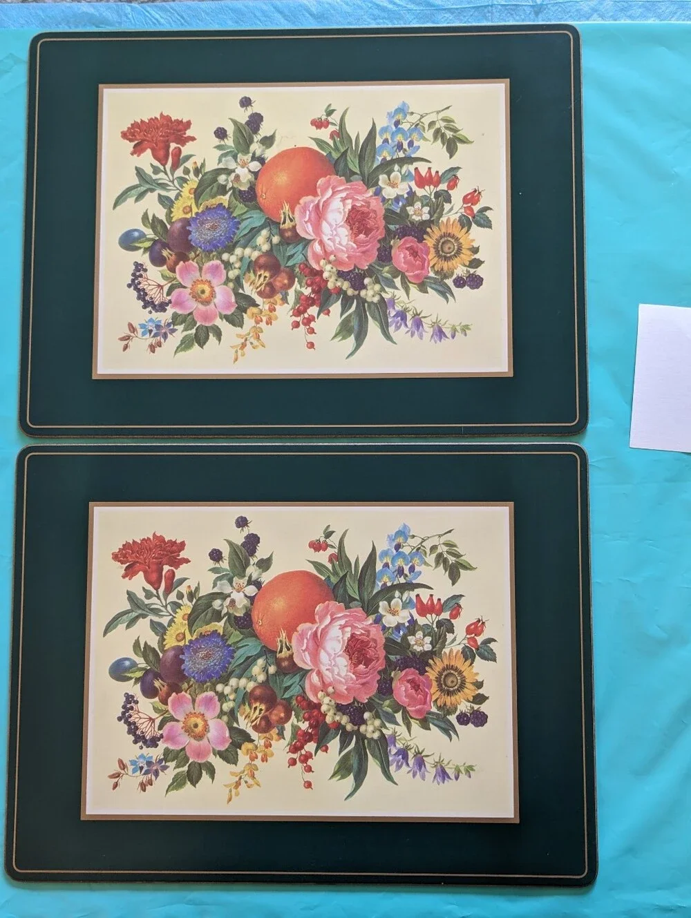 Vintage Pimpernel Floral Placemats 2 Set Of 2 Flowers Fruit Pre-owned Group 2
